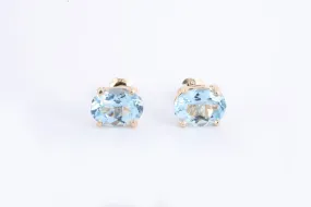 14k Yellow Gold 2.00tcw Aquamarine Stud Earrings (1.64g.)