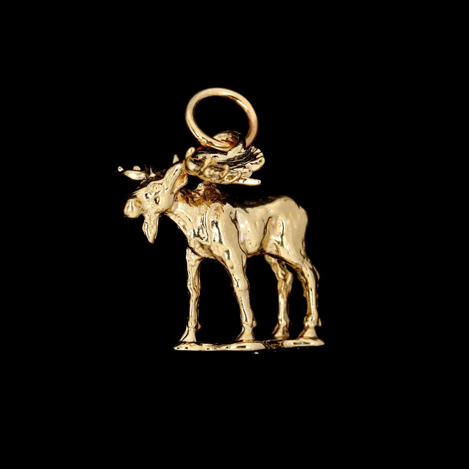 14K Yellow Gold Estate Moose Charm