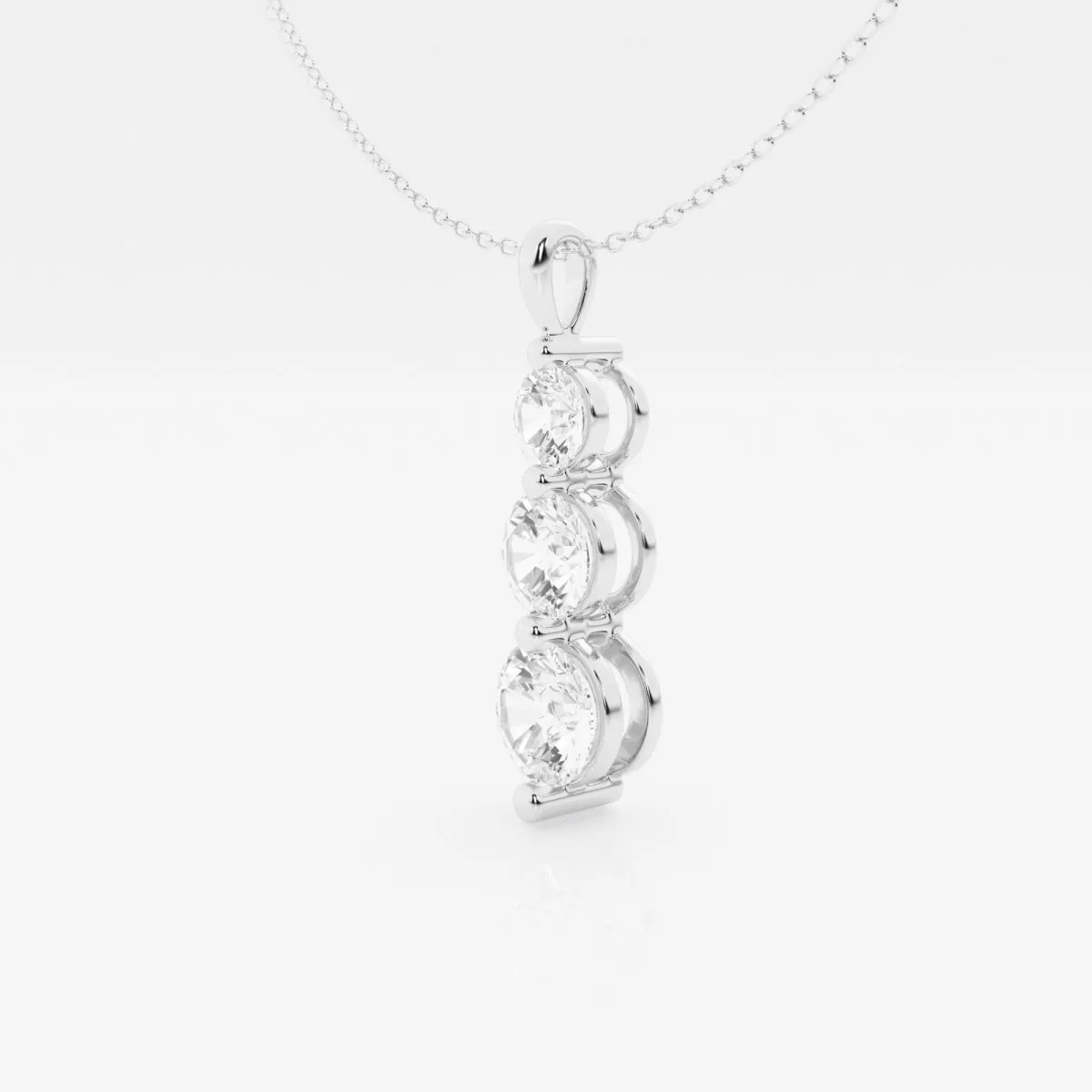 1.50 TCW Round Moissanite Diamond Three-Stone Drop Pendant Necklace