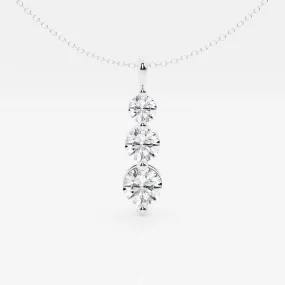 1.50 TCW Round Moissanite Diamond Three-Stone Drop Pendant Necklace