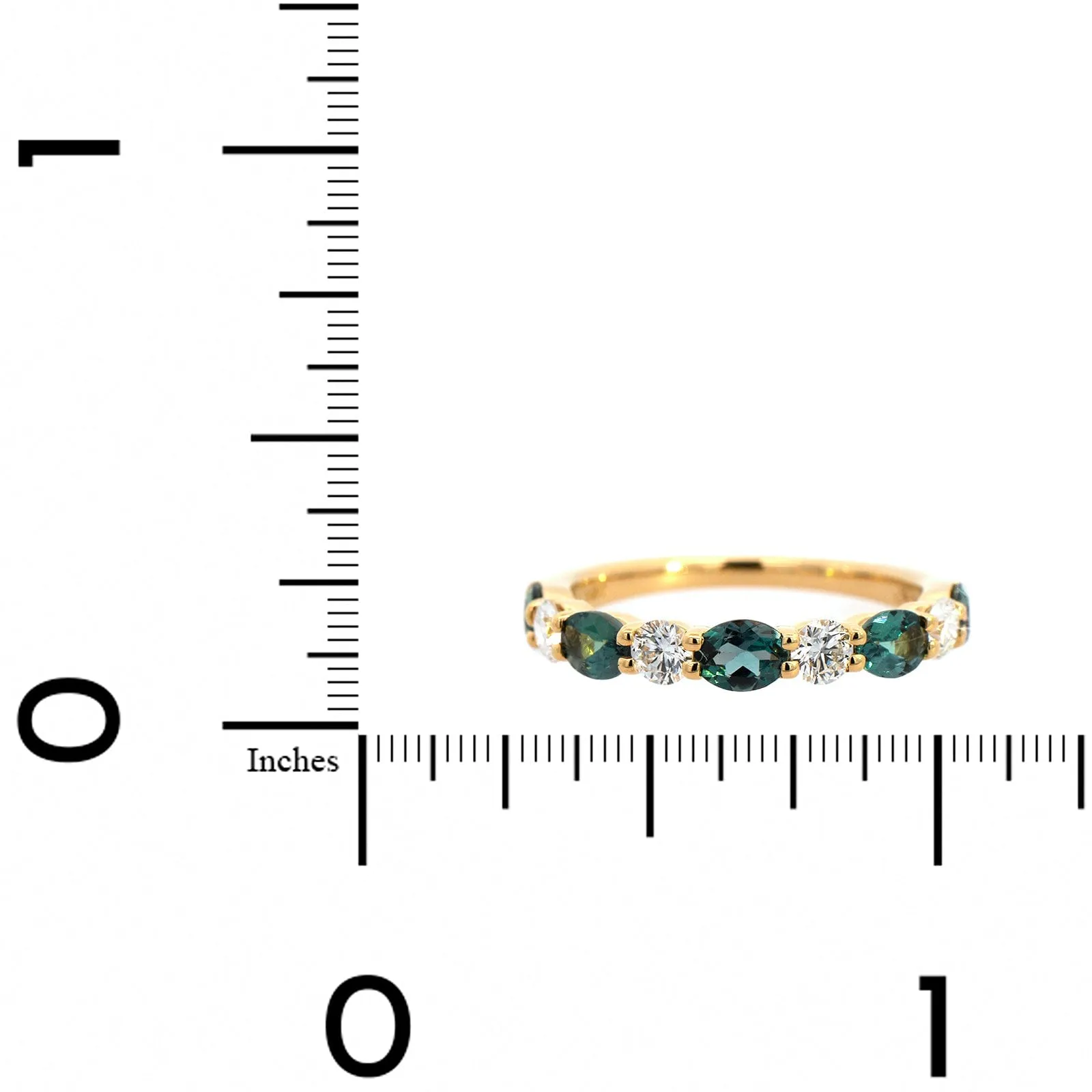 18K Yellow Gold Alternating Oval Alexandrite and Diamond Band