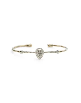 18K Yellow Gold Diamond Bangle W/ 0.8ct Diamonds & Crossover Band