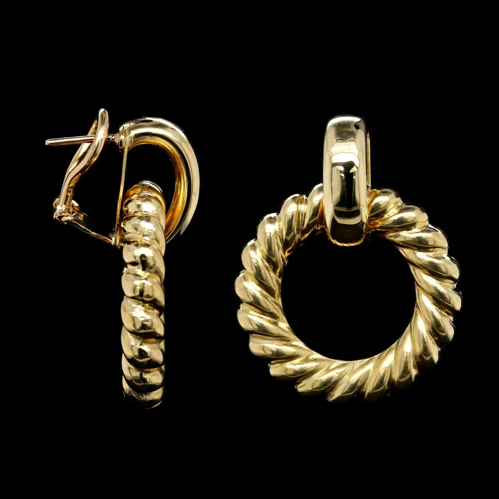 18K Yellow Gold Estate Door Knocker Earrings