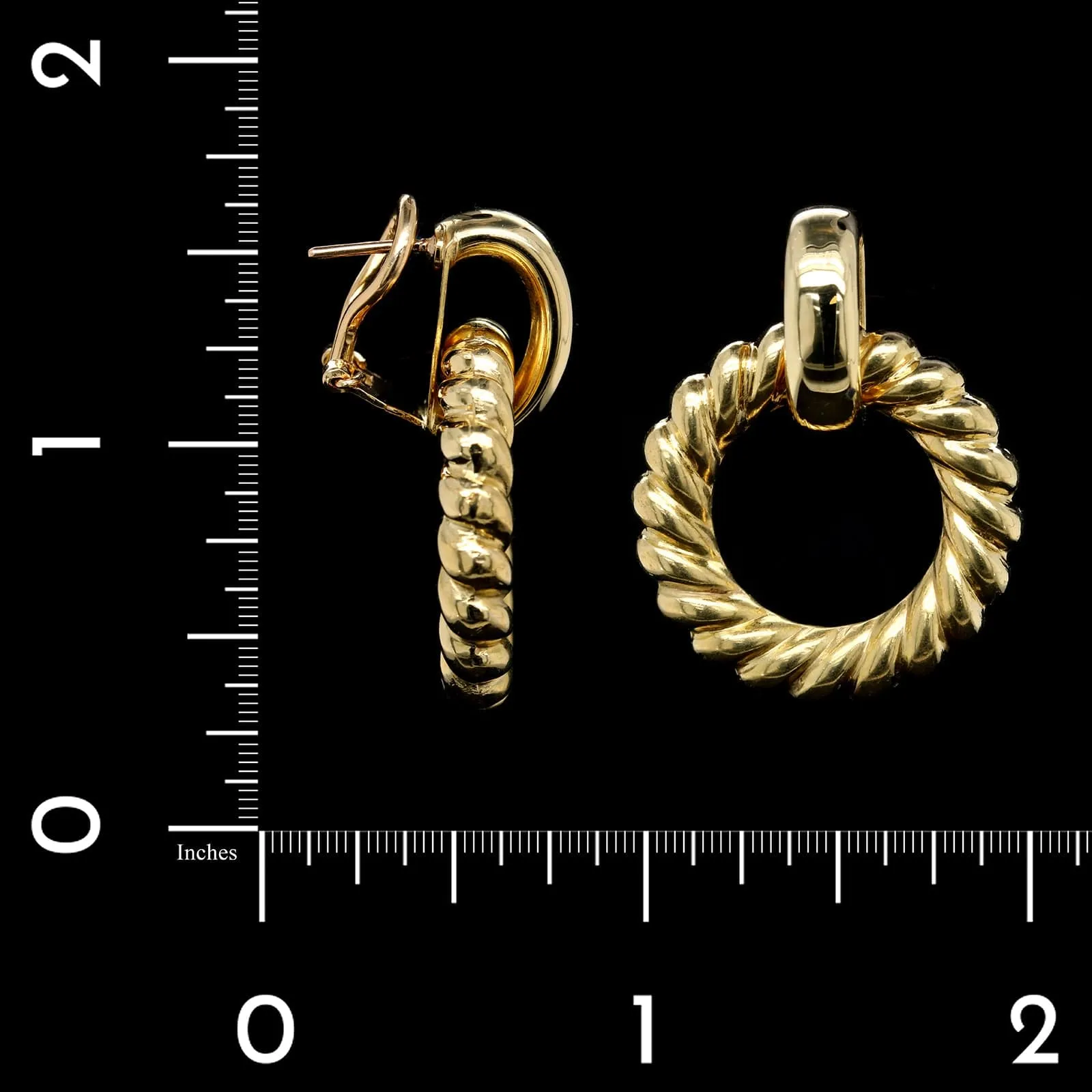 18K Yellow Gold Estate Door Knocker Earrings