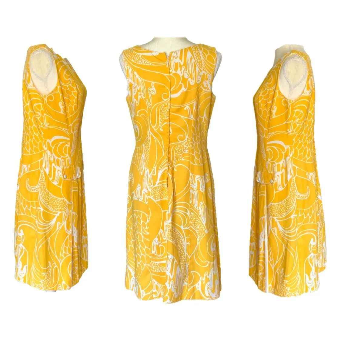 1950s Mod Dress with Yellow and White Two Tone Floral Design from Cover Girl Miami.