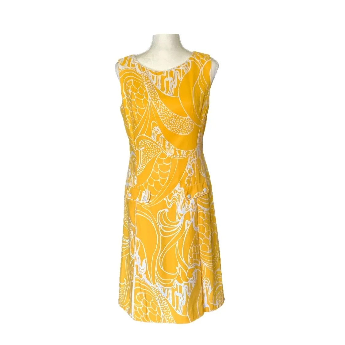 1950s Mod Dress with Yellow and White Two Tone Floral Design from Cover Girl Miami.