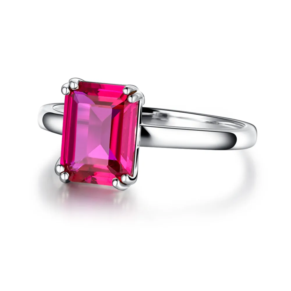 5 CT. Petite Double Prong Ruby Comfort Fit Ring [Ships within 24 hrs]