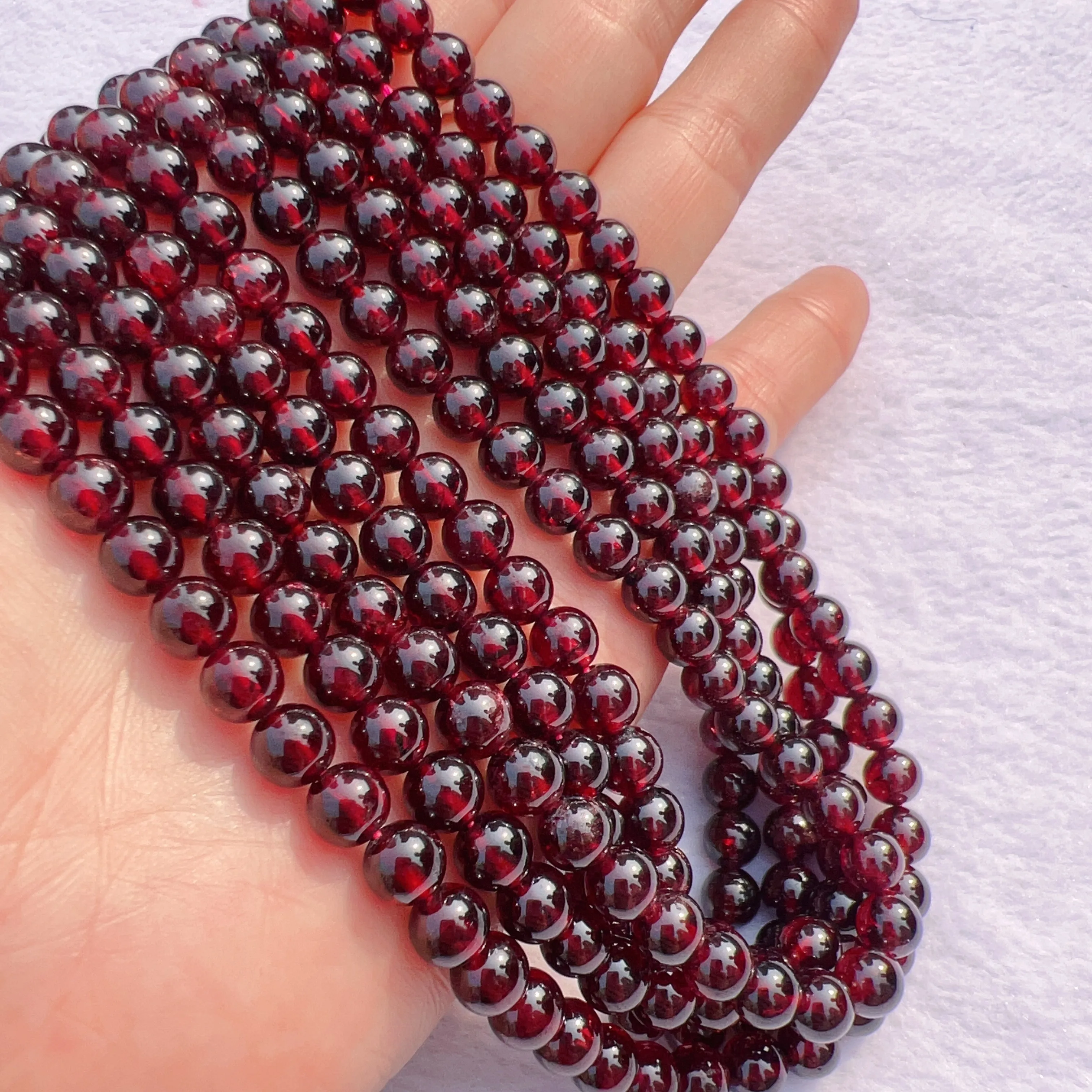 6 - 6.5mm Natural Almandine Red Garnet Round Bead Strands for DIY Jewelry Project