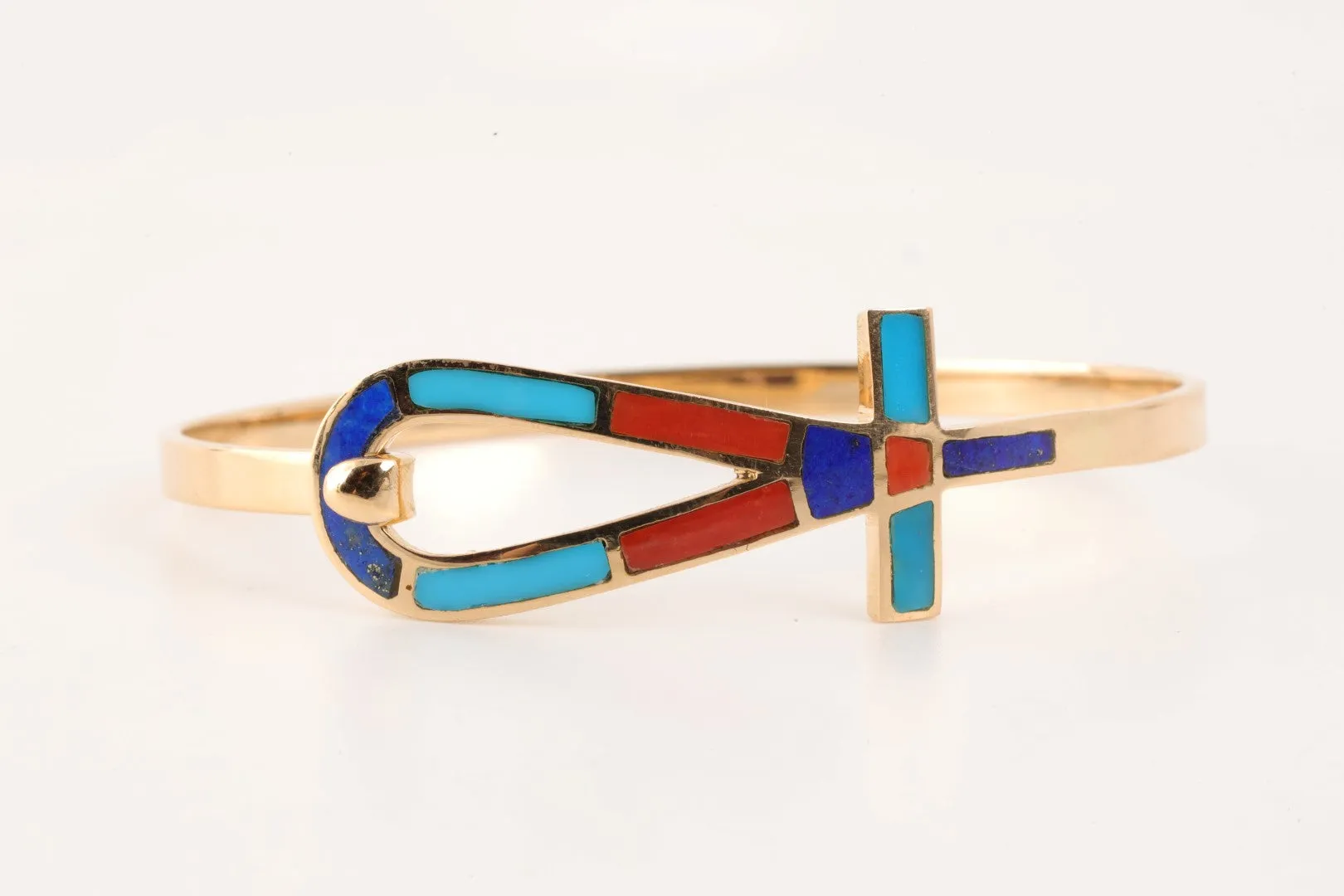 7'' 18k Yellow Gold Inlay Bangle Bracelet (19.89g.)