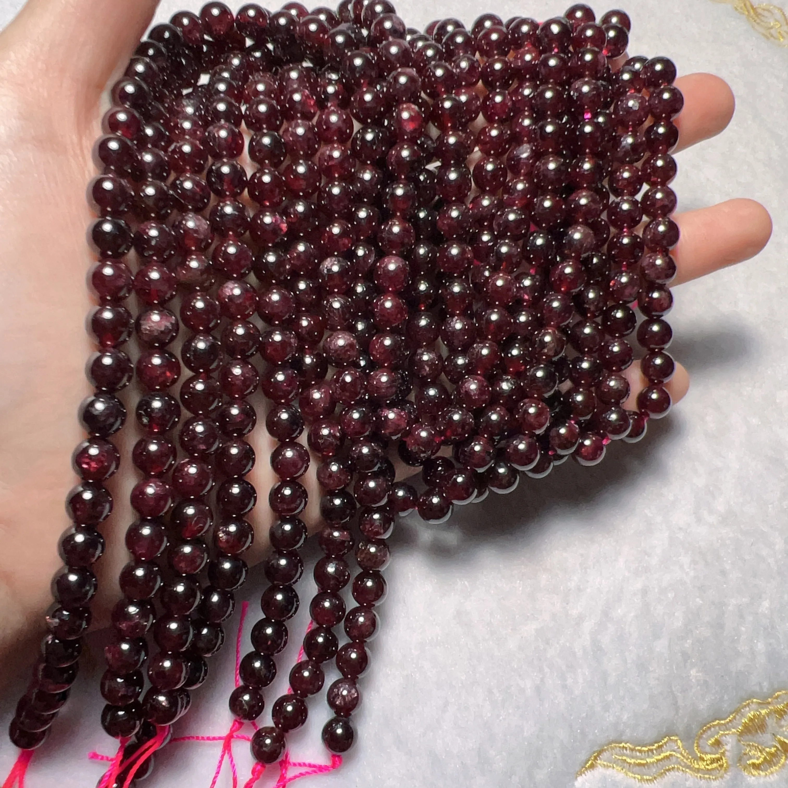 7mm Natural Almandine Red Garnet Round Bead Strands for DIY Jewelry Project