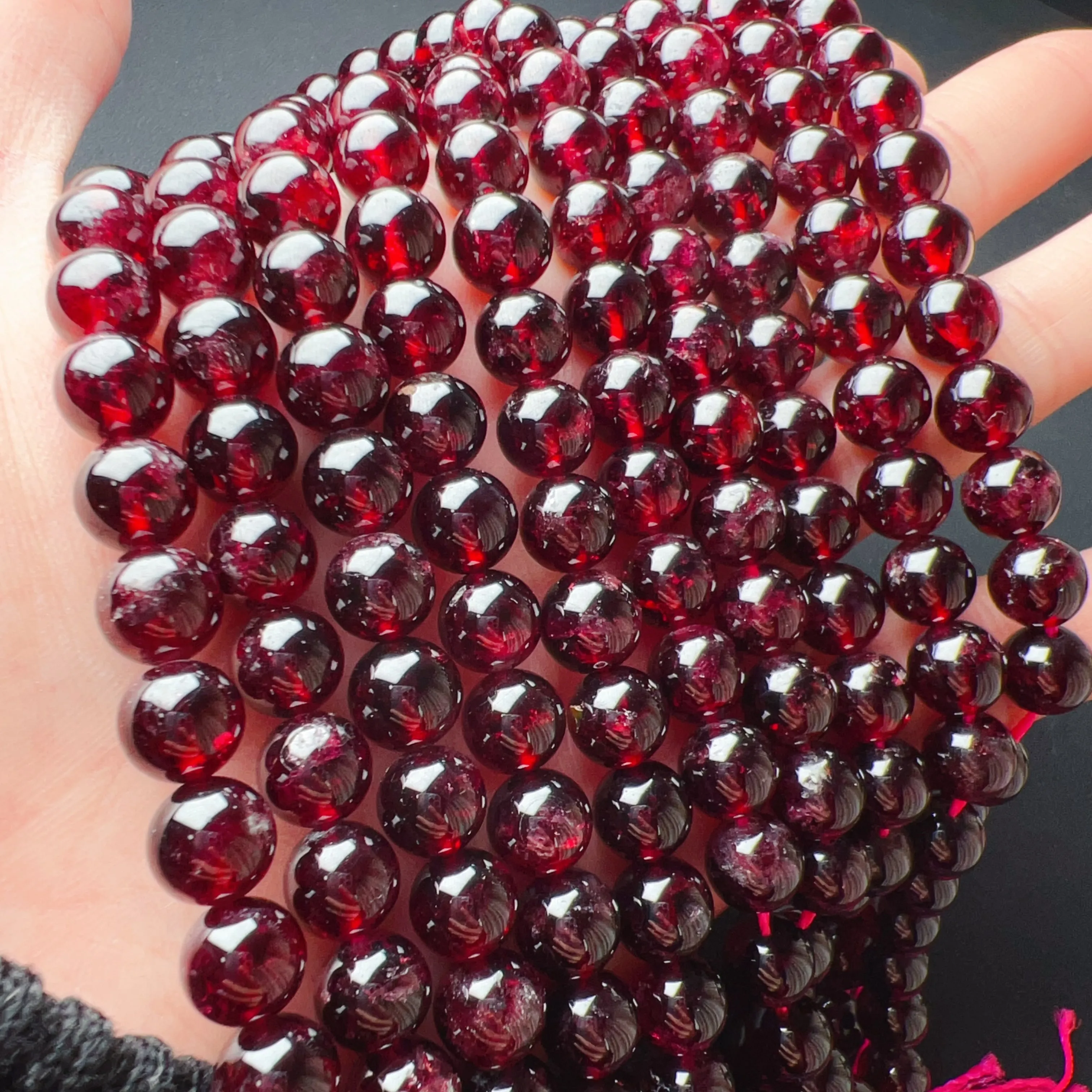 8 - 8.5mm Natural Almandine Red Garnet Round Bead Strands for DIY Jewelry Project