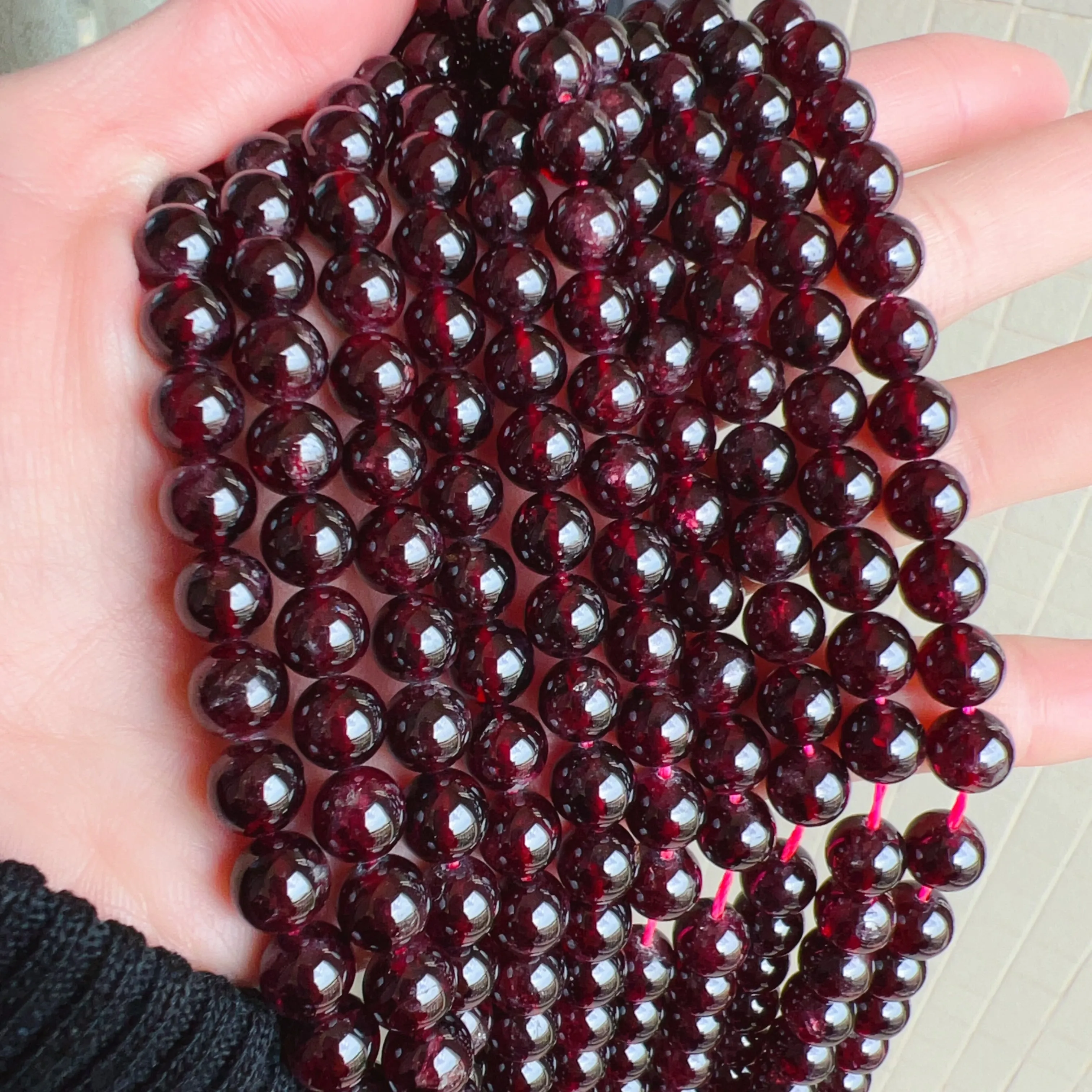 8 - 8.5mm Natural Almandine Red Garnet Round Bead Strands for DIY Jewelry Project