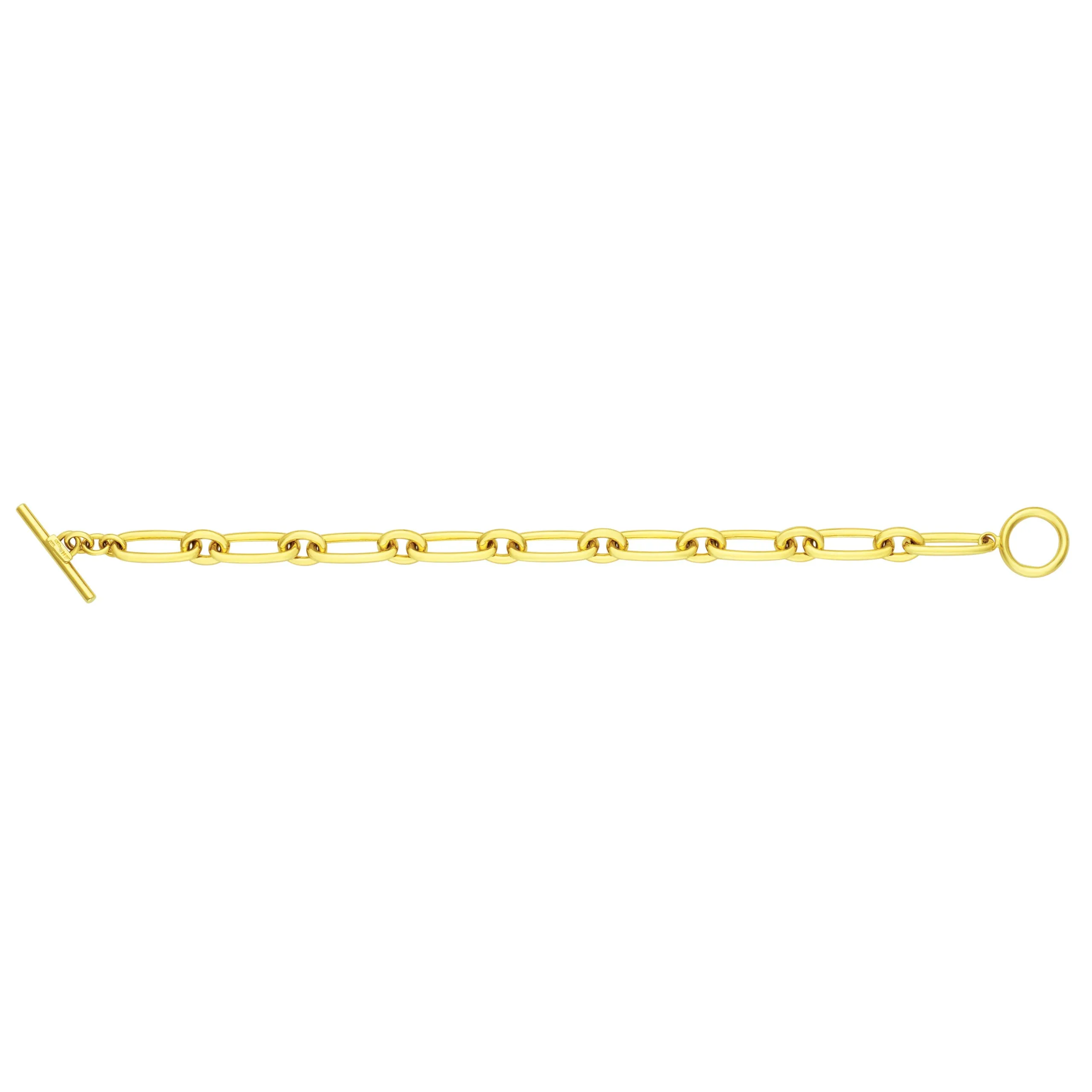 AFJ Gold Collection - Mixed Link Chain Bracelet with Toggle, Yellow Gold