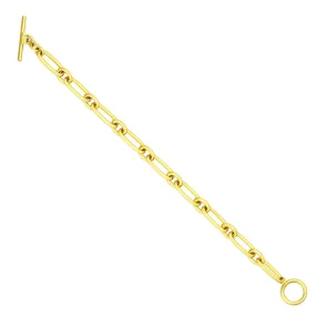 AFJ Gold Collection - Mixed Link Chain Bracelet with Toggle, Yellow Gold