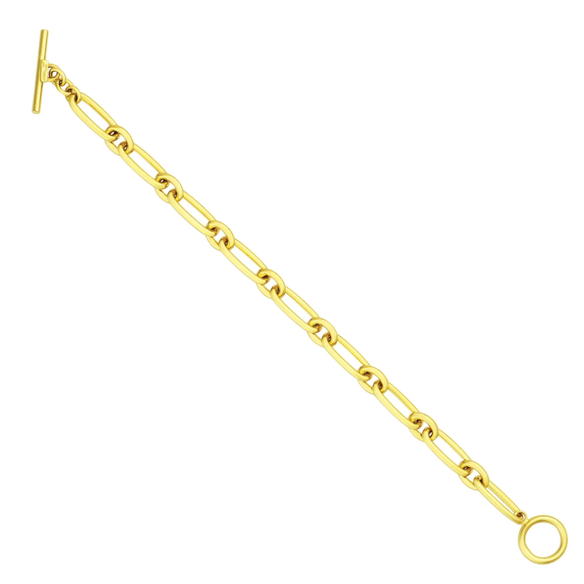 AFJ Gold Collection - Mixed Link Chain Bracelet with Toggle, Yellow Gold