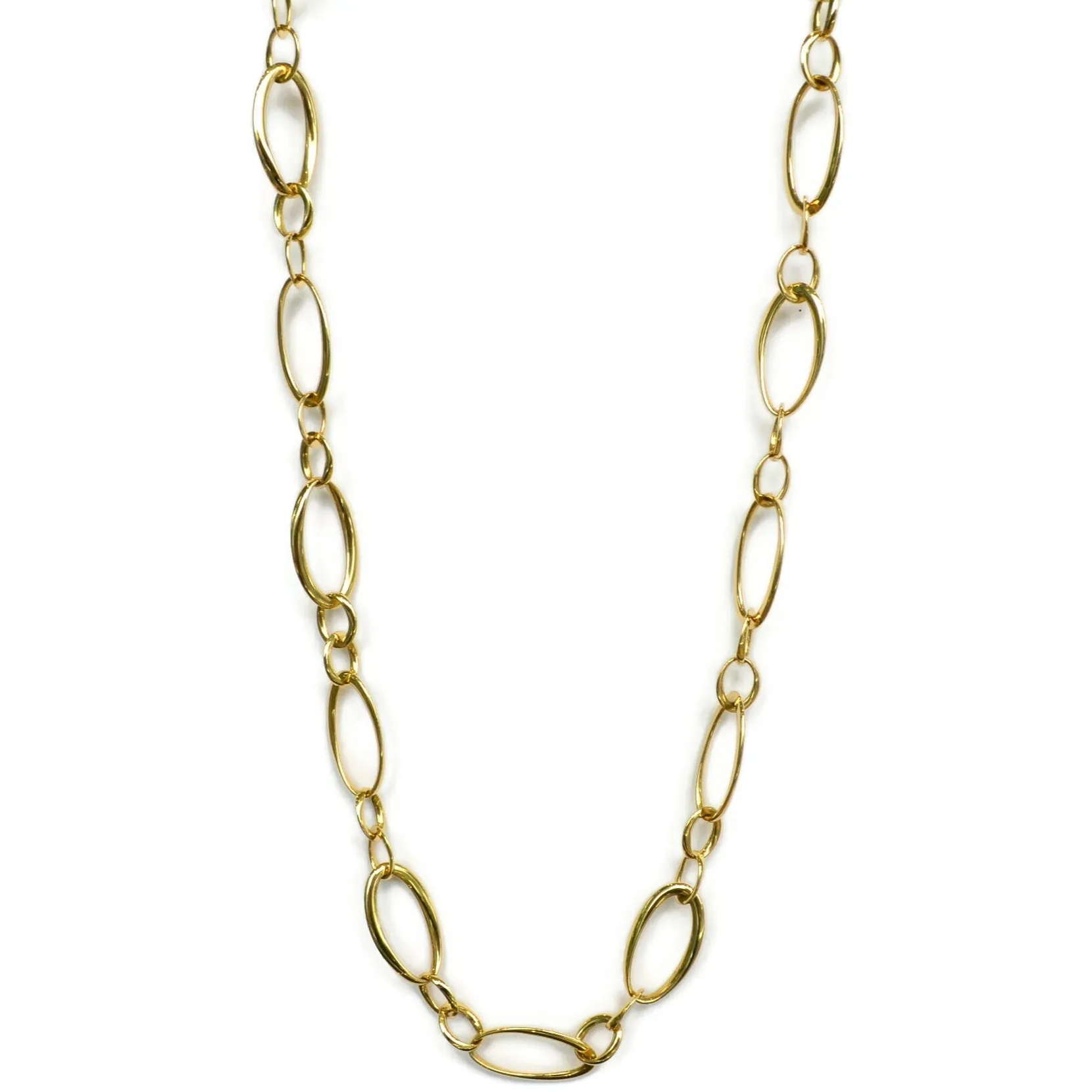 AFJ Gold Collection - Mixed Oval Link Chain Necklace, 18k Yellow Gold