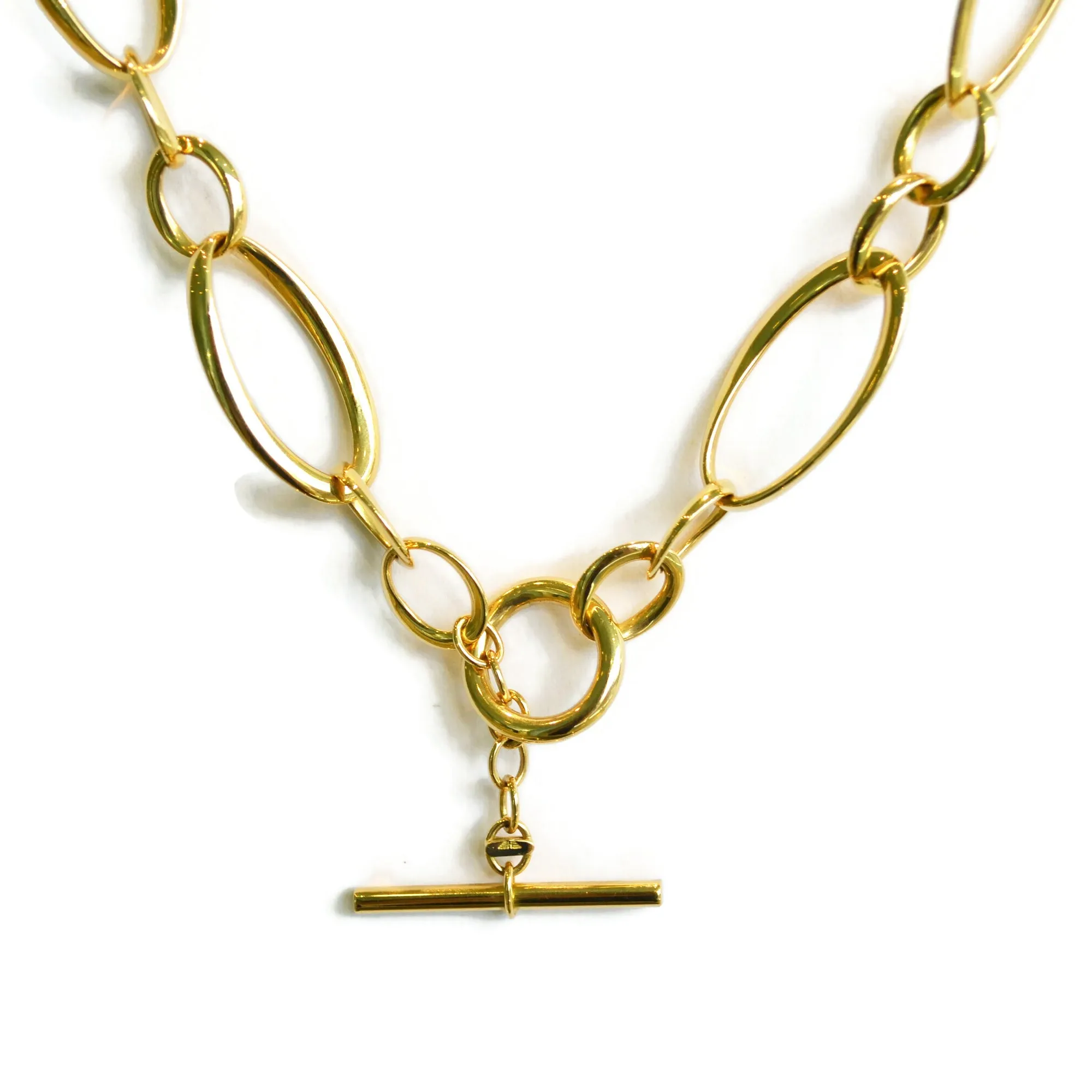 AFJ Gold Collection - Mixed Oval Link Chain Necklace, 18k Yellow Gold