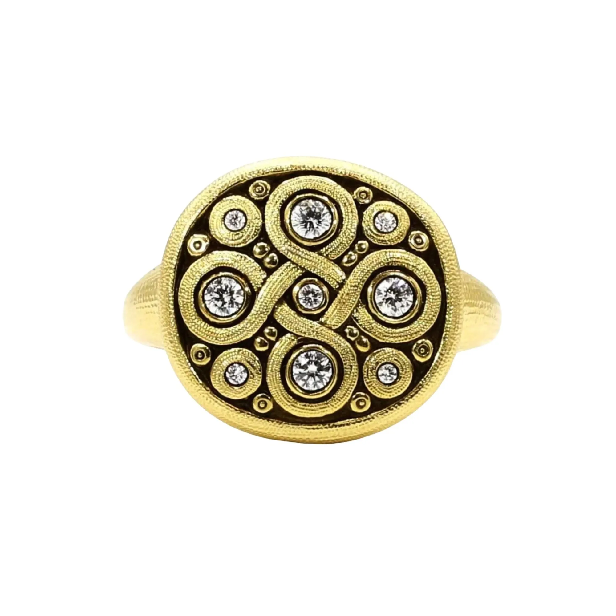 ALEX SEPKUS 18K YELLOW GOLD CELTIC SPRING DIAMOND BAND