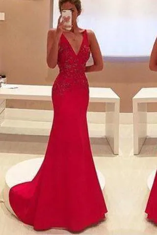 Amazing Mermaid Prom Dress Red Long Chiffon Lace Modest Evening Dresses For Senior Teens