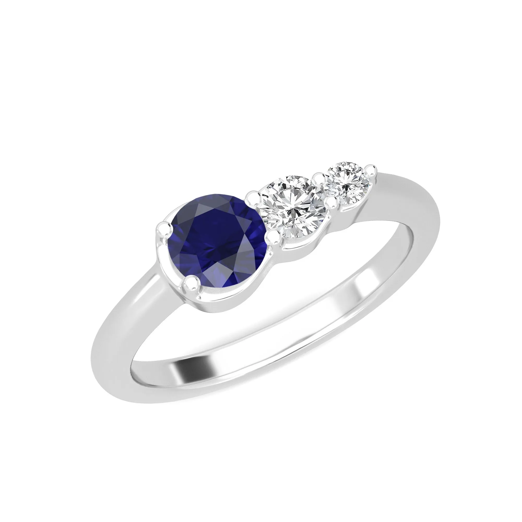 AUTRE -  14k White Gold 0.70ct Lab Grown Diamond and Sapphire Ring