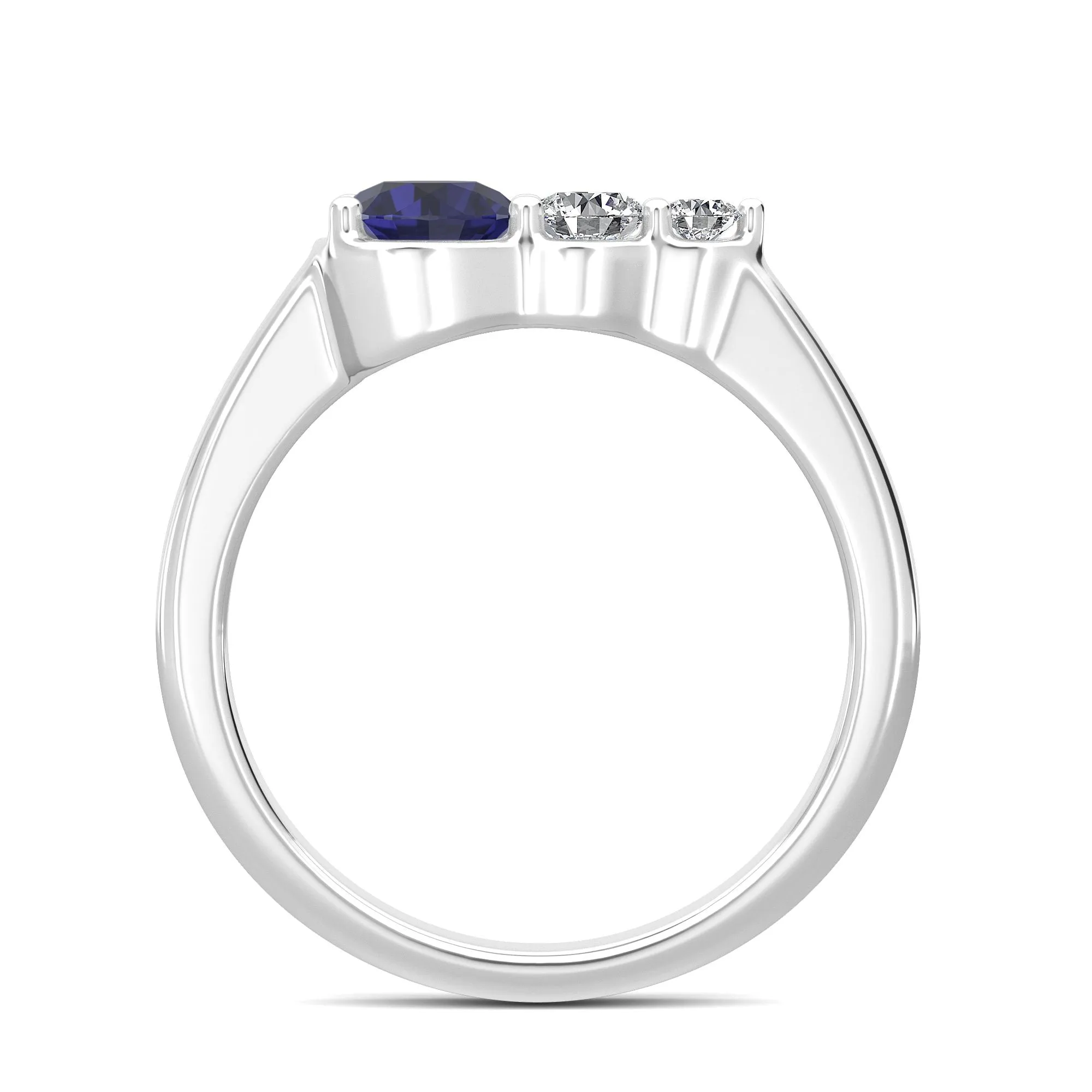 AUTRE -  14k White Gold 0.70ct Lab Grown Diamond and Sapphire Ring