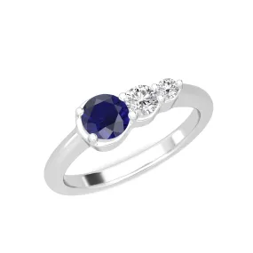 AUTRE -  14k White Gold 0.70ct Lab Grown Diamond and Sapphire Ring