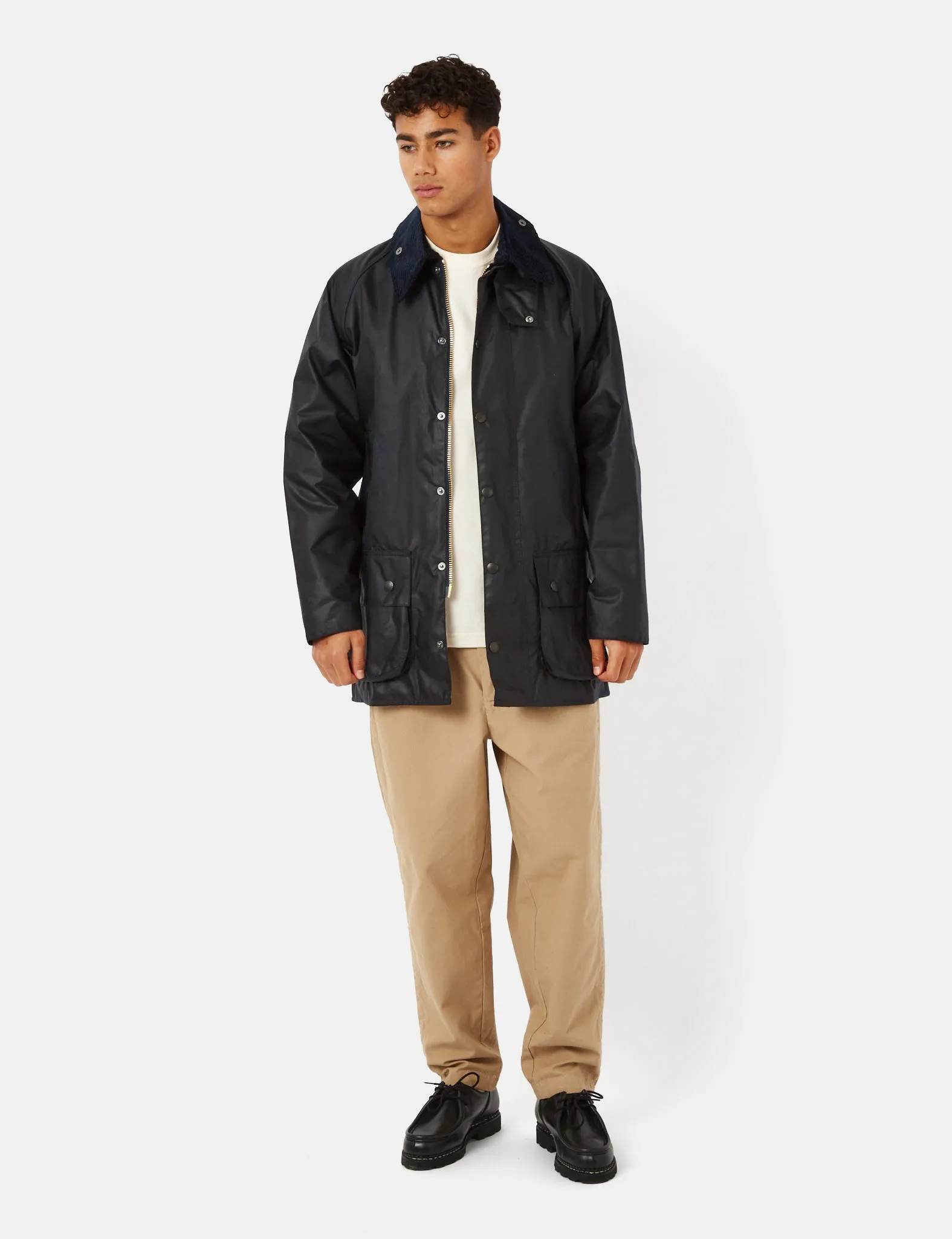 Barbour Beaufort Wax Jacket - Navy Blue