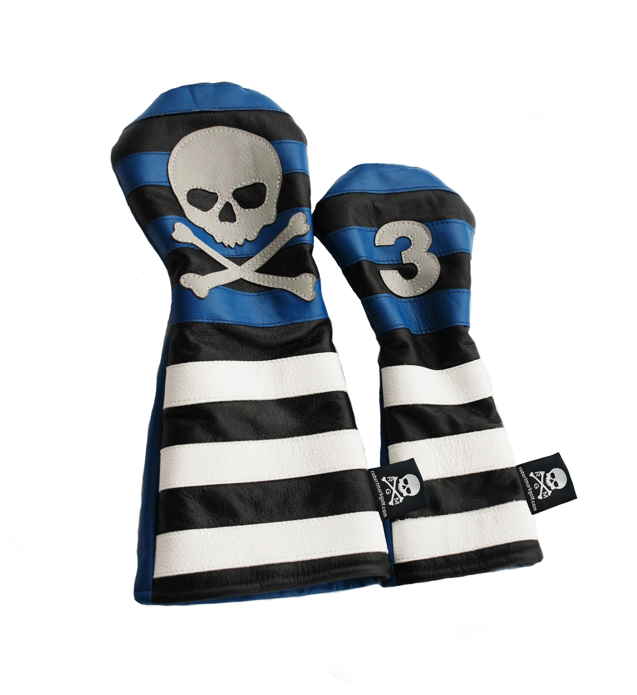 Blue Rugby Stripe with Skull & Bones Pair of Headcovers