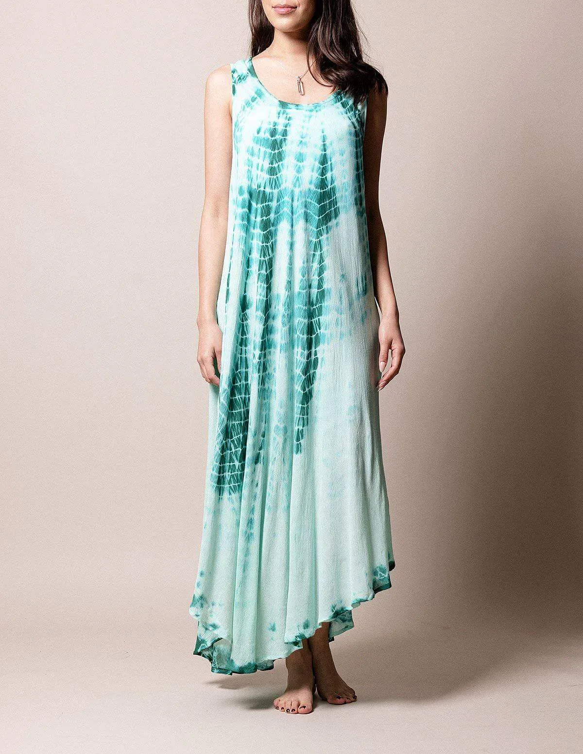 Boho Breeze Tie-Dye Dress - New Jade