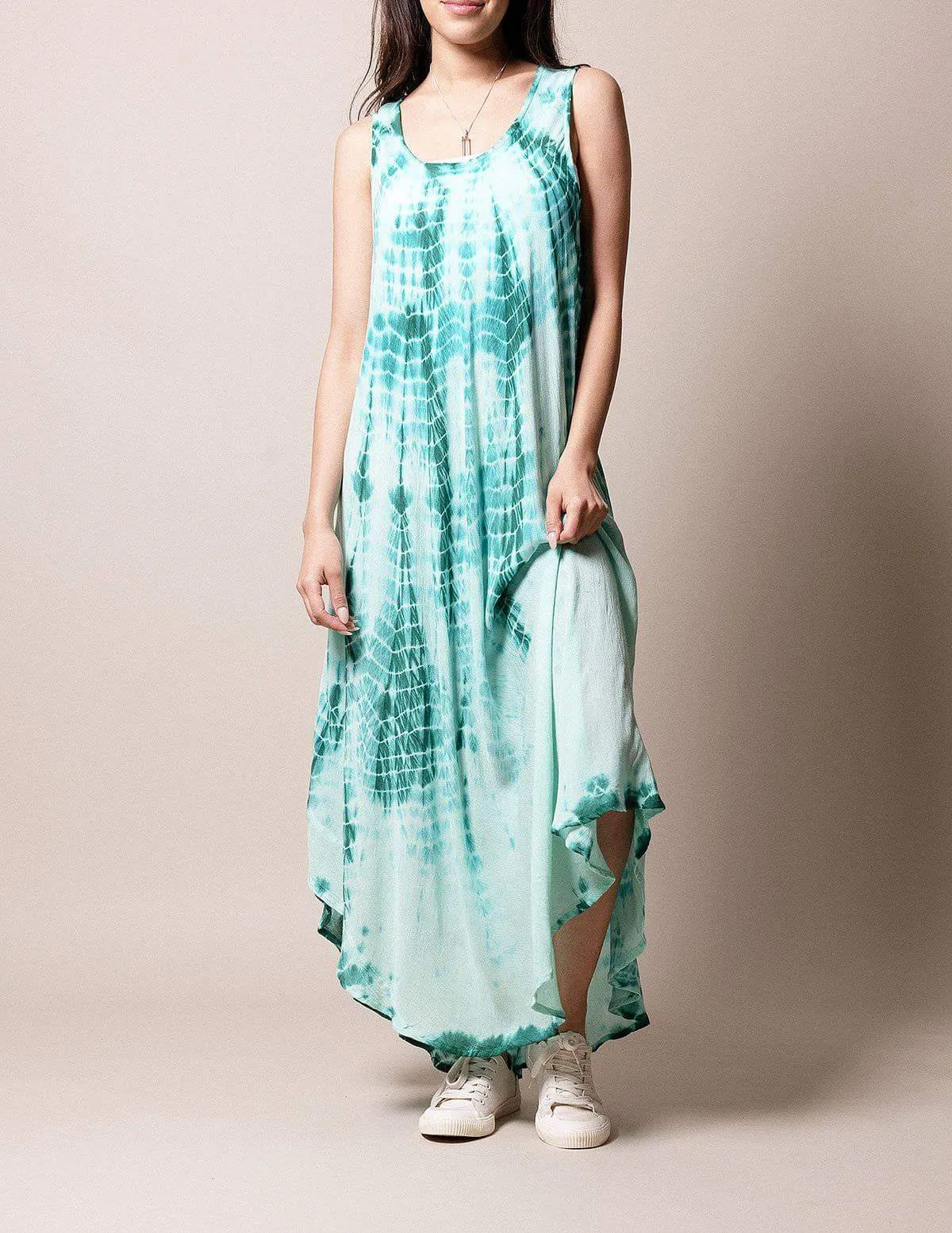 Boho Breeze Tie-Dye Dress - New Jade