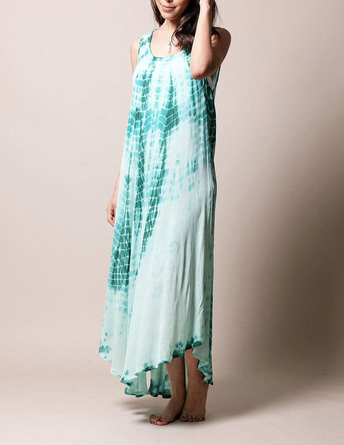 Boho Breeze Tie-Dye Dress - New Jade