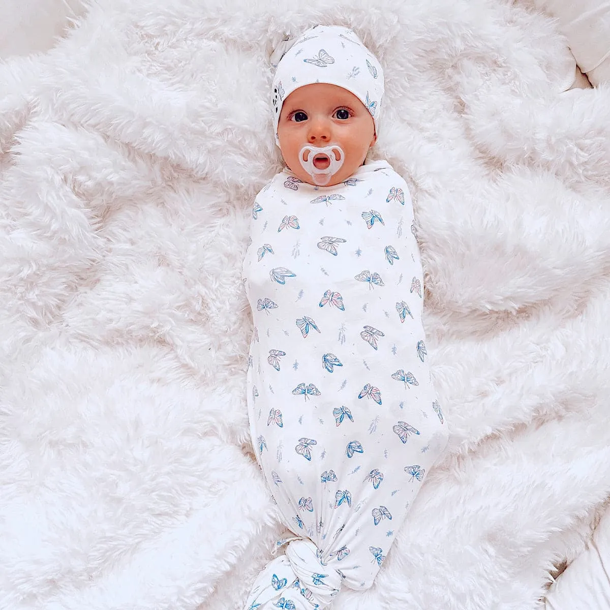 Butterfly Bamboo Swaddle & Beanie Set