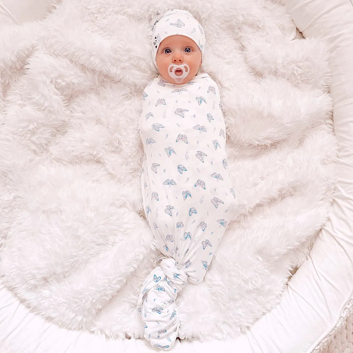 Butterfly Bamboo Swaddle & Beanie Set