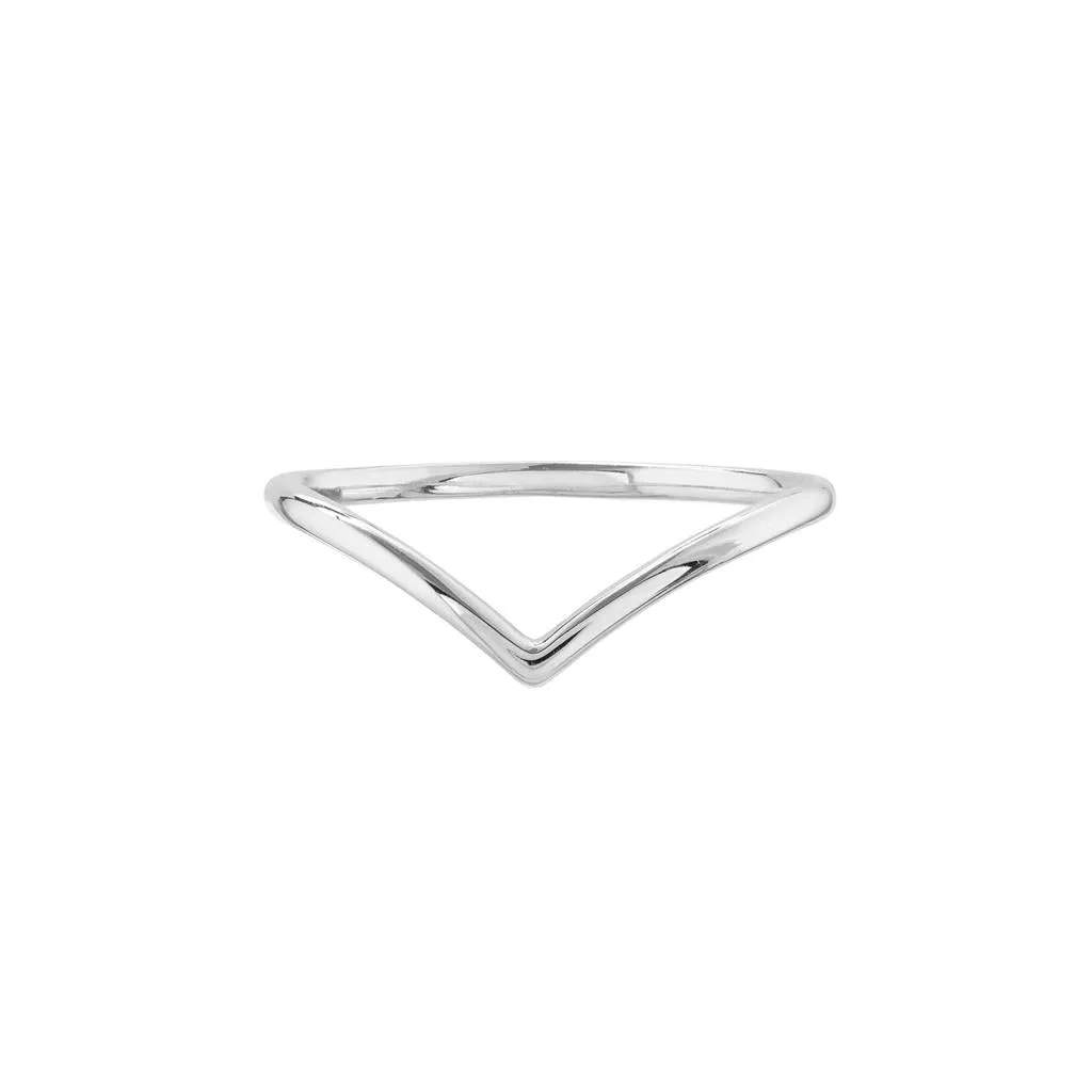 Chevron Wire Ring, Size 6 | White Gold