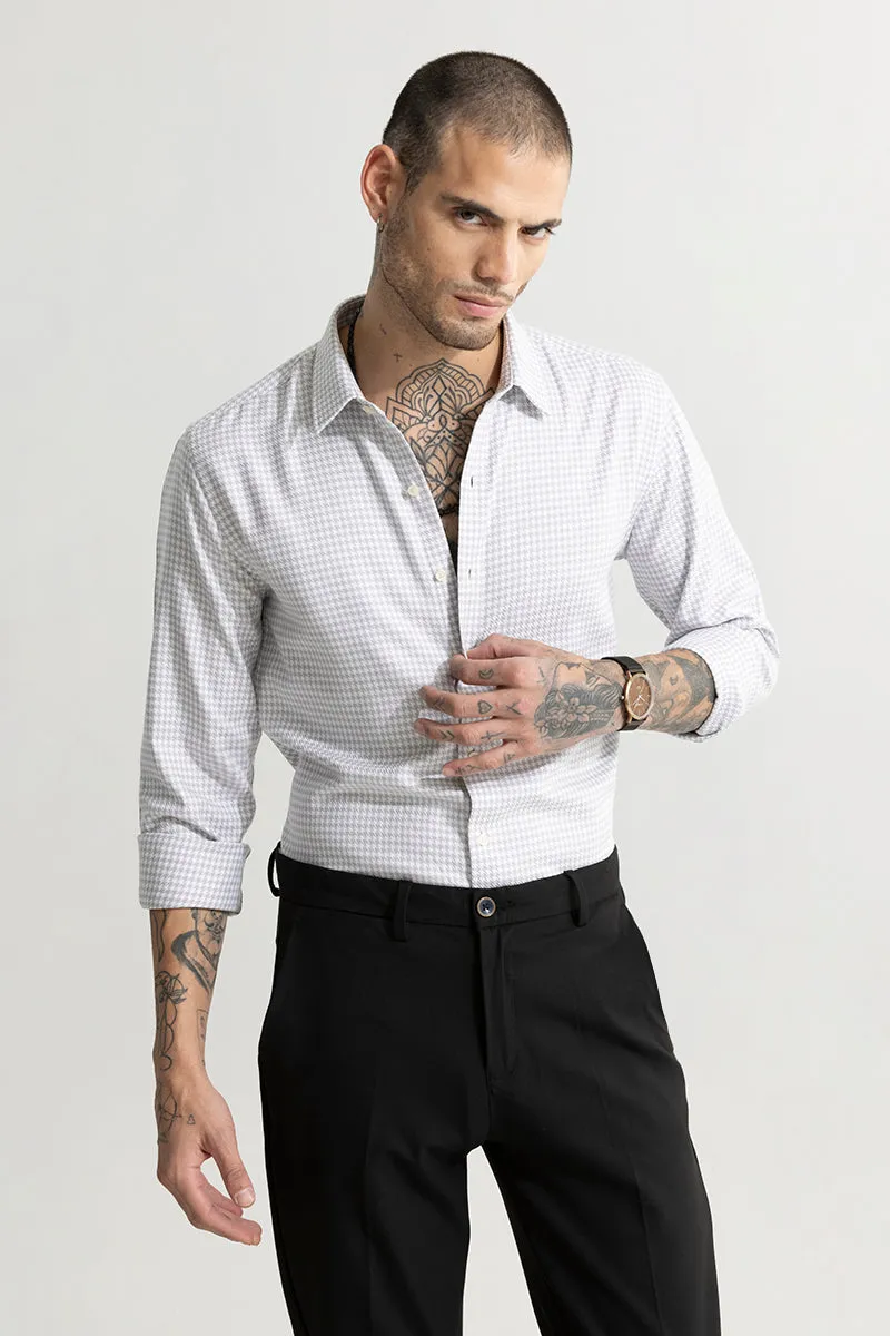 Classic Gingham Pattern White Shirt