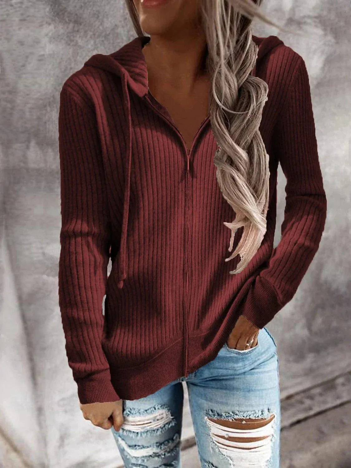 Classic Hooded Long Sleeve Cardigan for Women