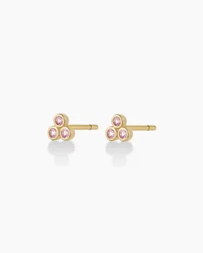 Classic Pink Sapphire Trio Studs