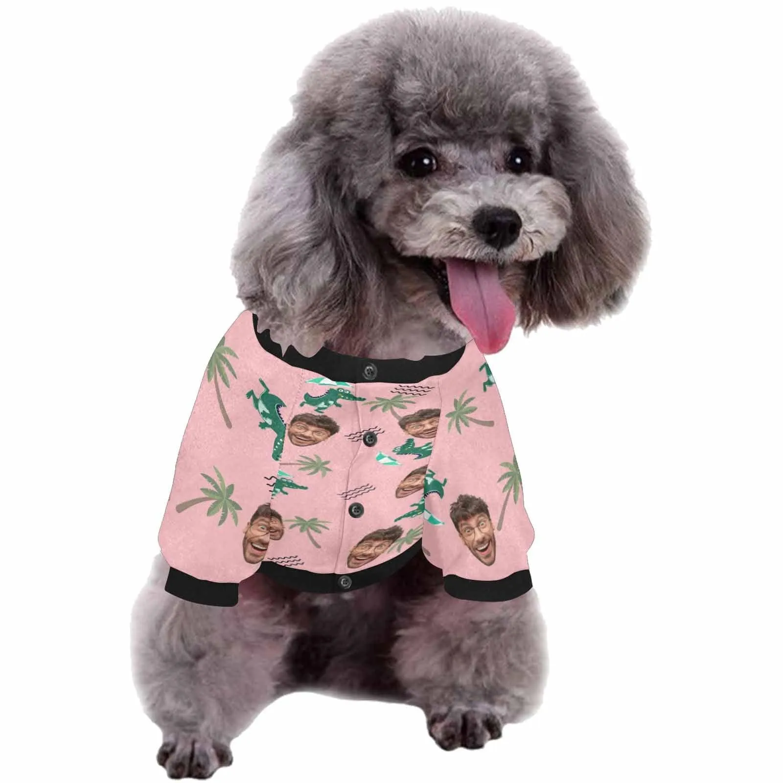 Custom Face Pink Tree Matching Dog and Owner Hawaiian Shirts Custom Pet Shirt Dog Gift