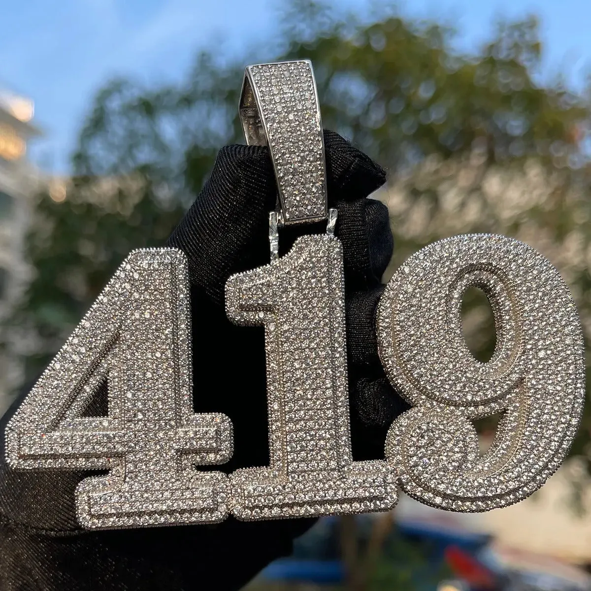 Custom Iced Out Retro Number Pendant