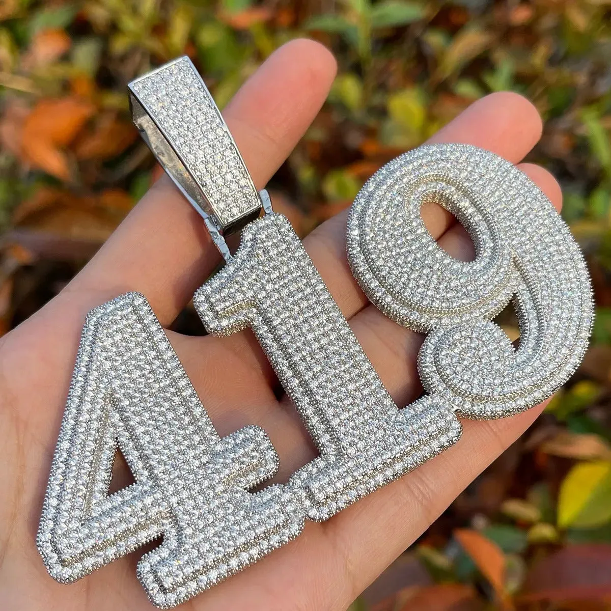 Custom Iced Out Retro Number Pendant