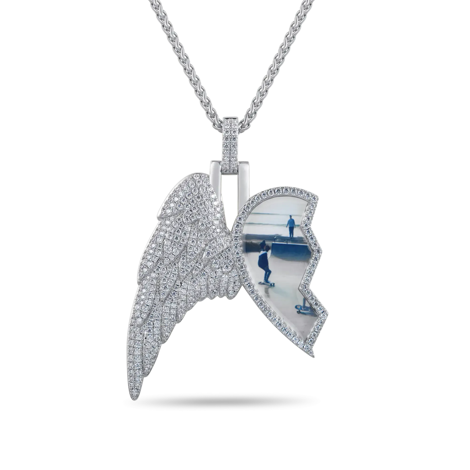 Custom Split Heart Pendant with Left Wing