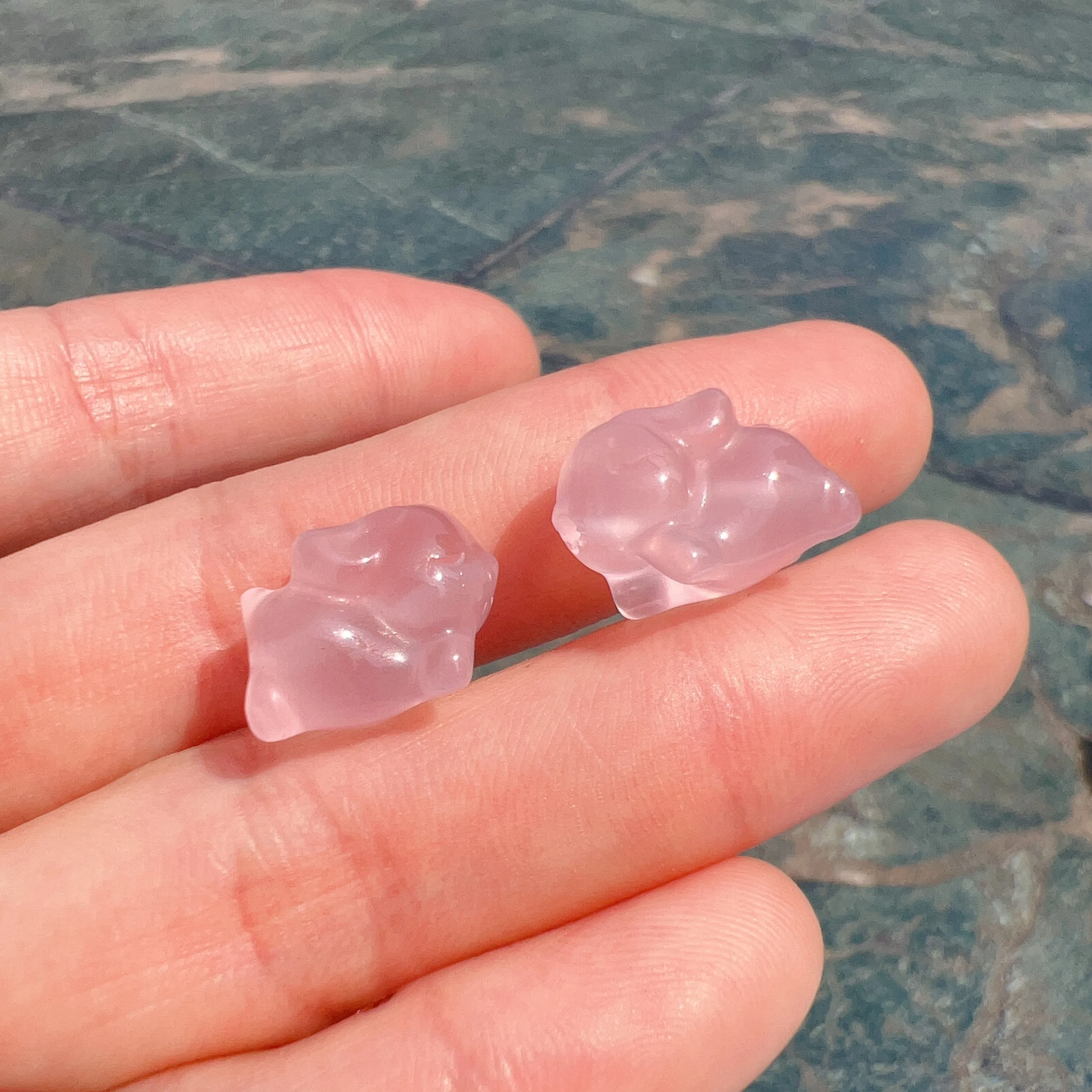 Cute Parts - Natural Rose Quartz Flying Rabbit Charms for DIY Jewelry Project