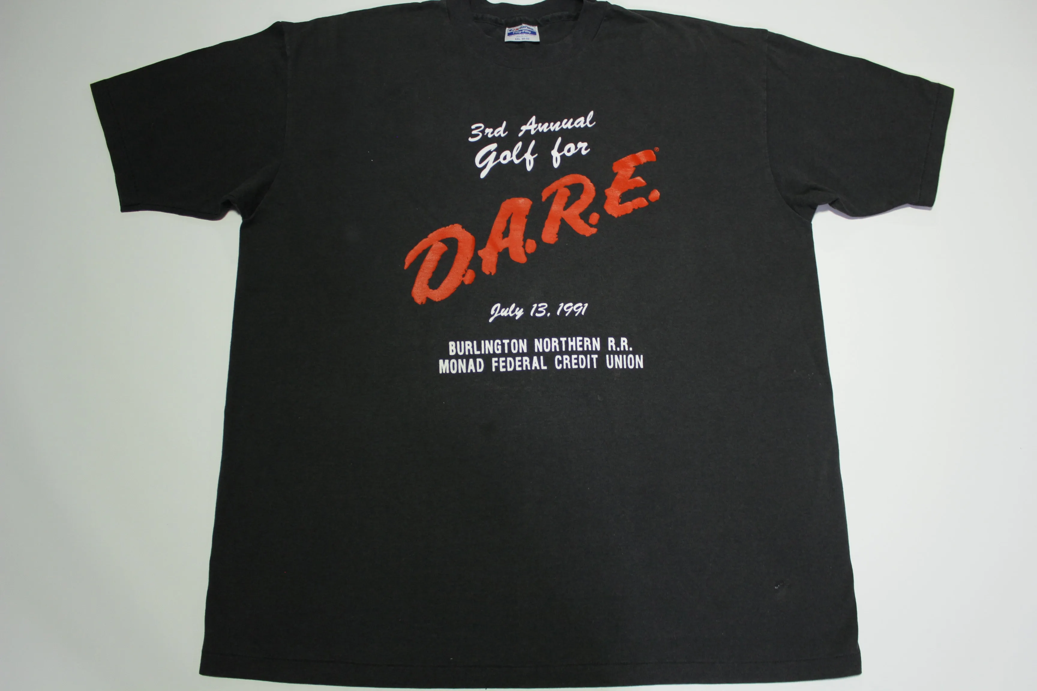 DARE Drugs Vintage 1991 Burlington Northern Golf Single Stitch Made in USA T-Shirt