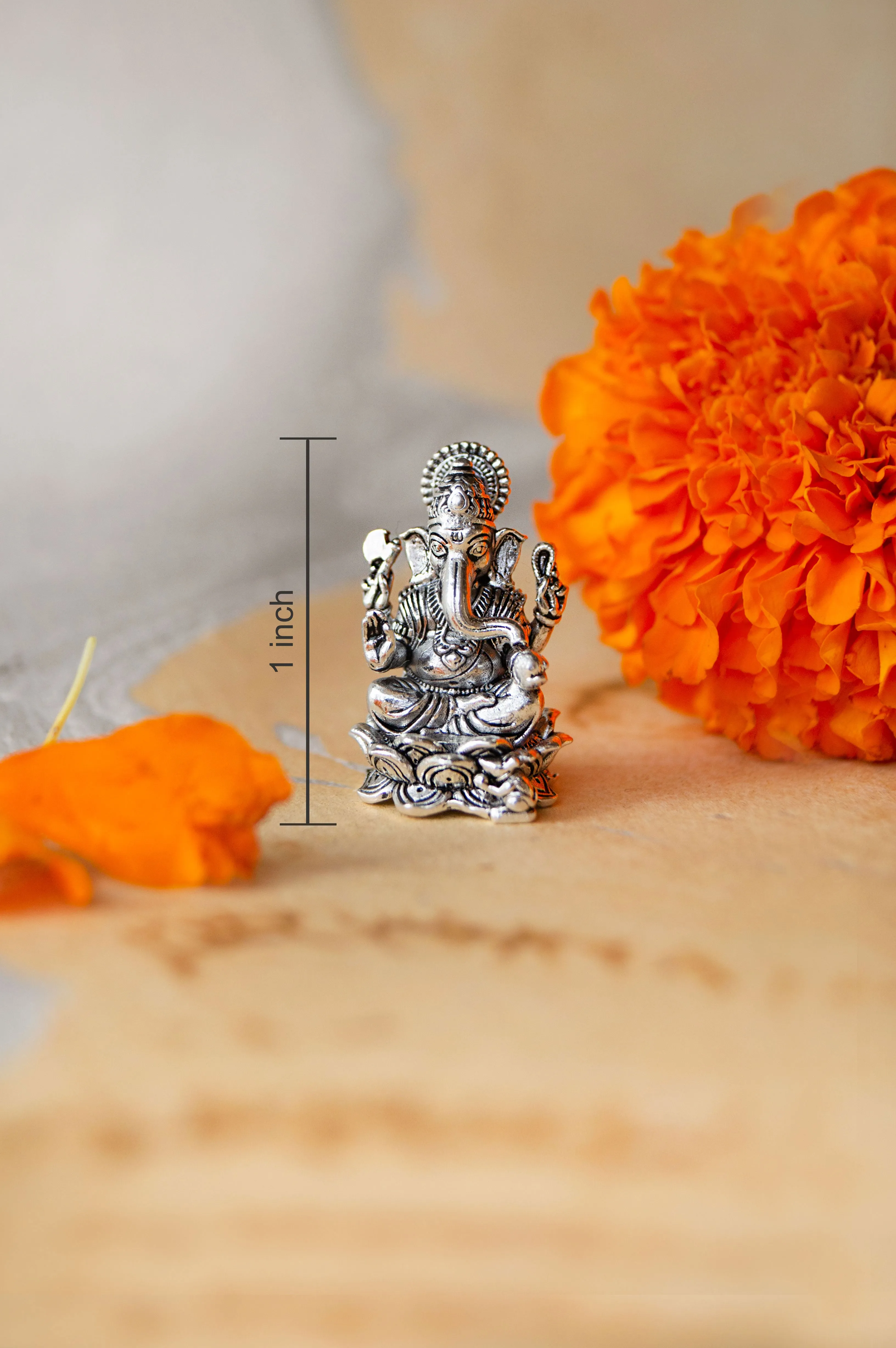 Divine Ganesha Antique Finish 925 Sterling Silver Idol