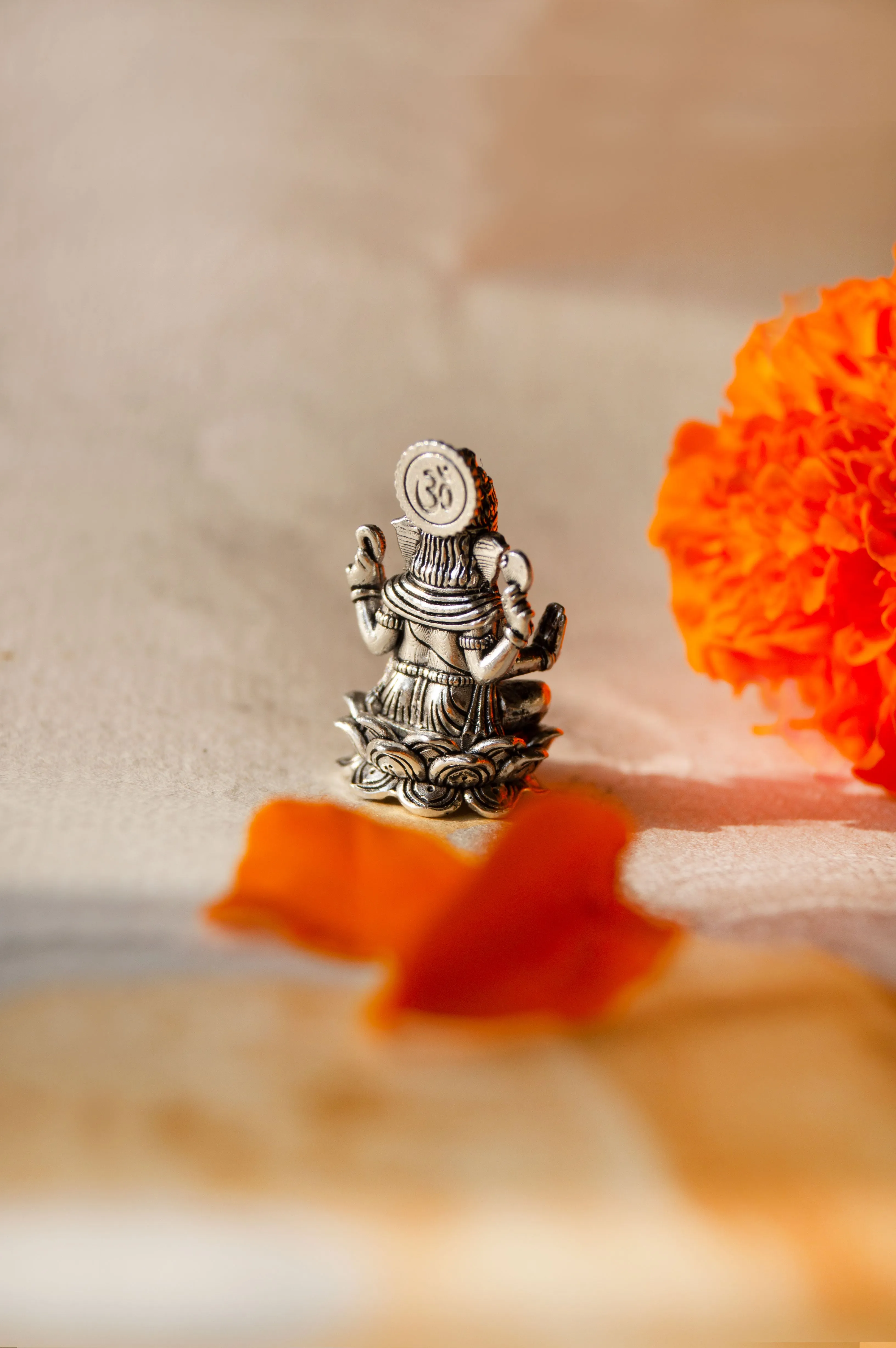 Divine Ganesha Antique Finish 925 Sterling Silver Idol