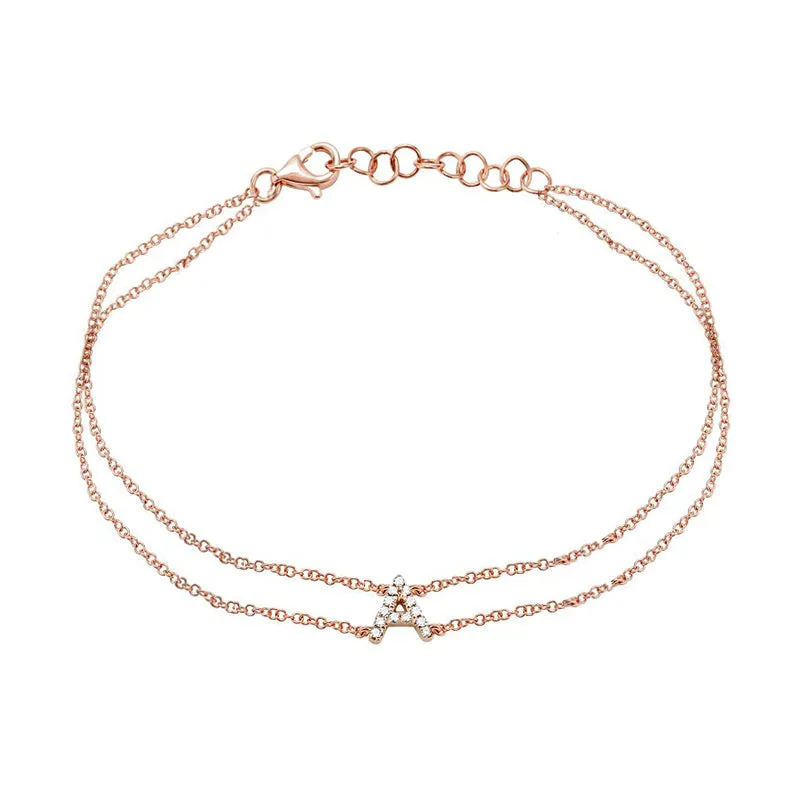 Double Chain Diamond Initial Bracelet