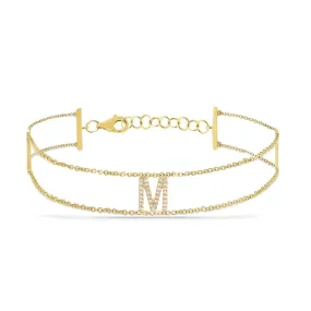 Double Chain Diamond Initial Bracelet