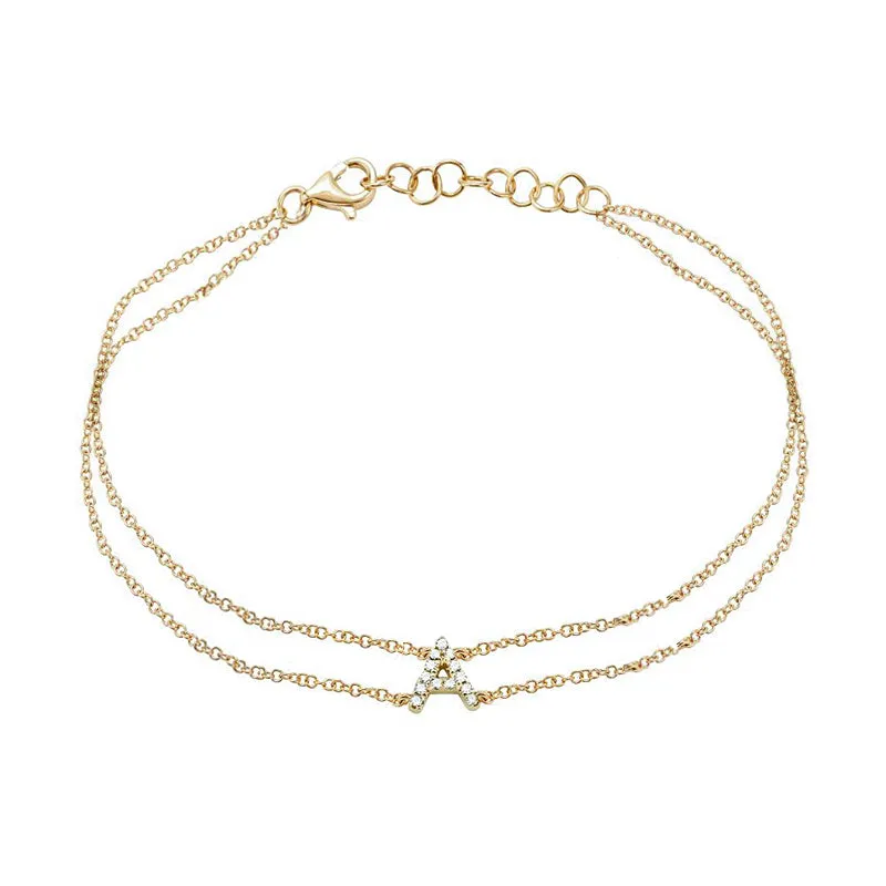 Double Chain Diamond Initial Bracelet