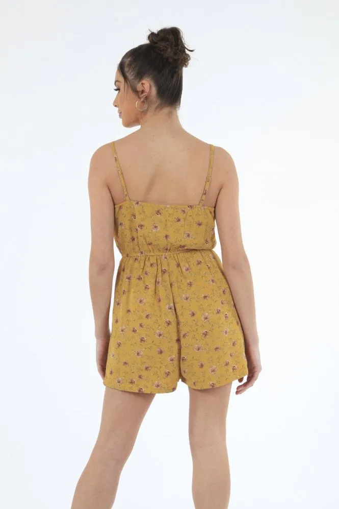 Double Second Yellow Floral Playsuit