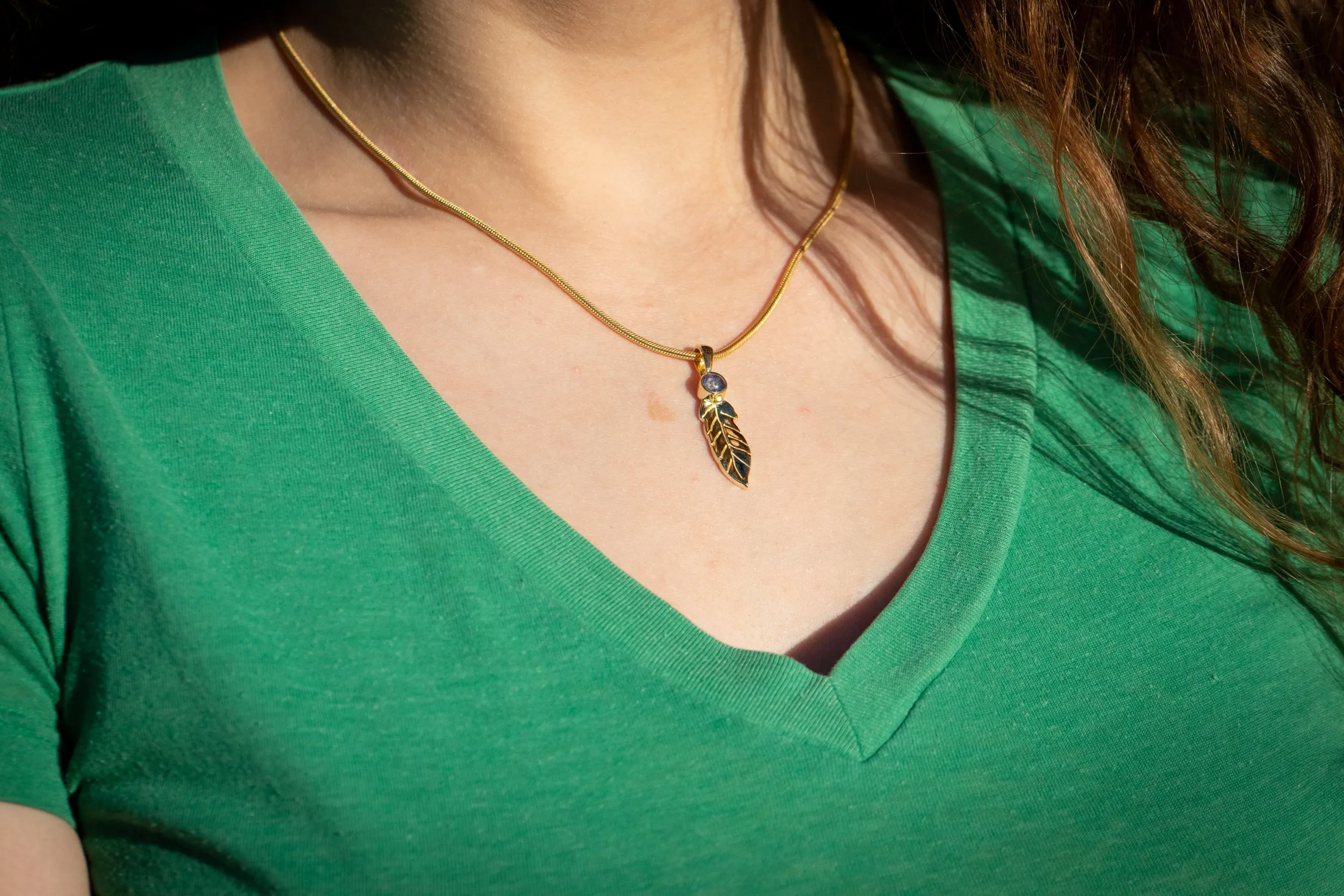 Feather Drop Pendant with Cremation Ash